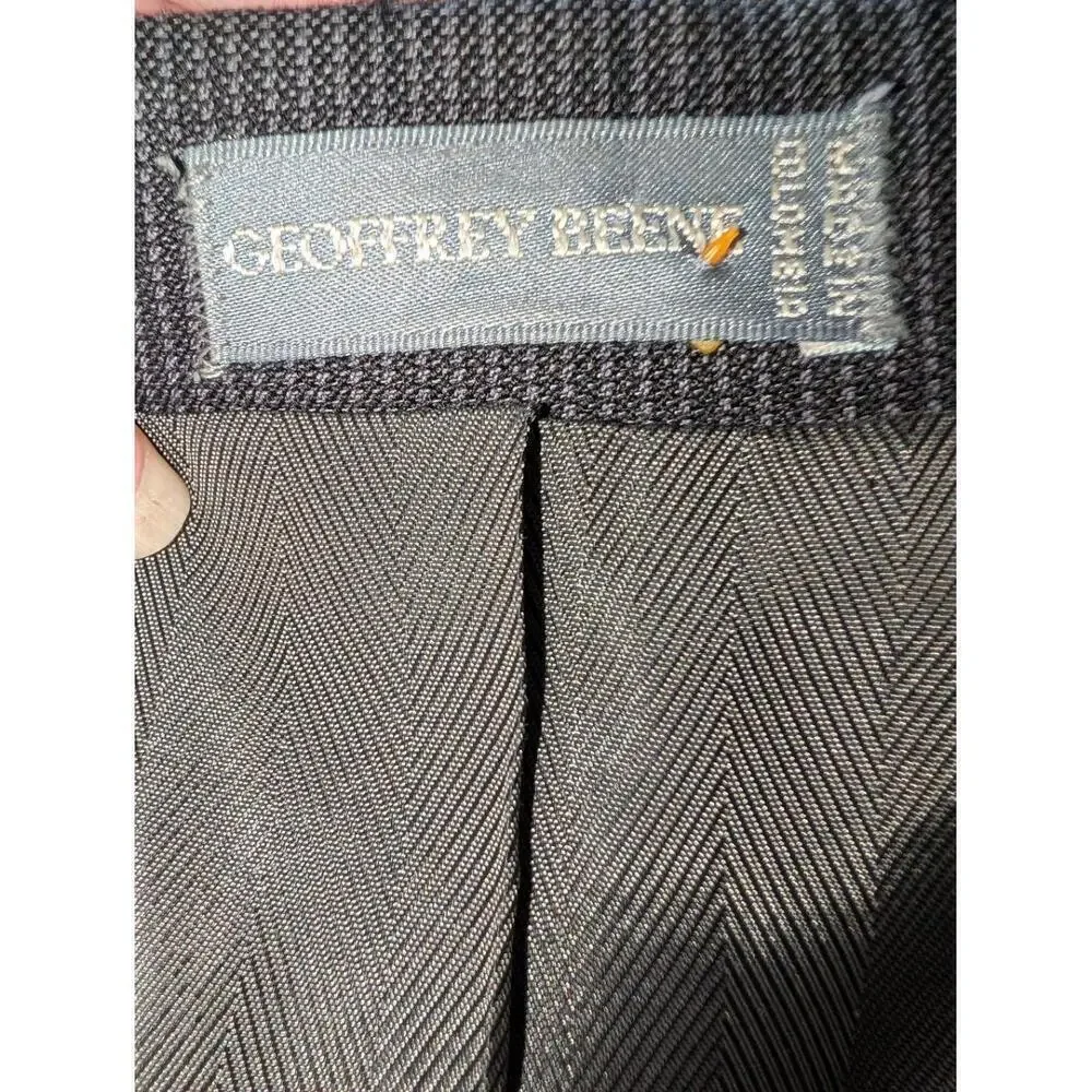 Geoffrey Beene Mens Jacket Size 42R Black Gray Pinstripe Wool Blazer